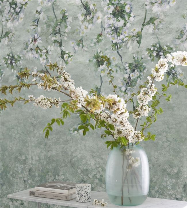 Assam Blossom Room Wallpaper - Teal
