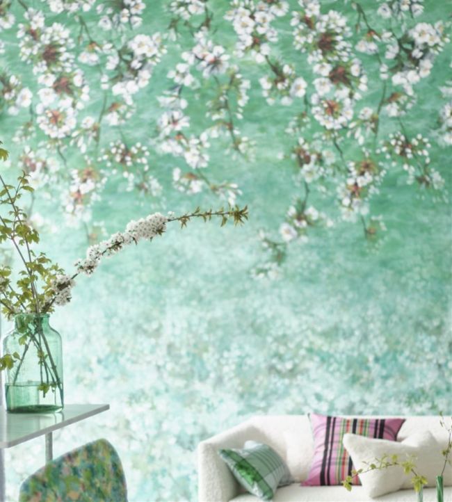 Assam Blossom Room Wallpaper - Green