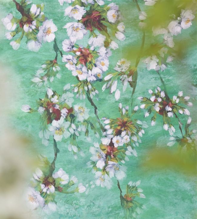 Assam Blossom Room Wallpaper - Green