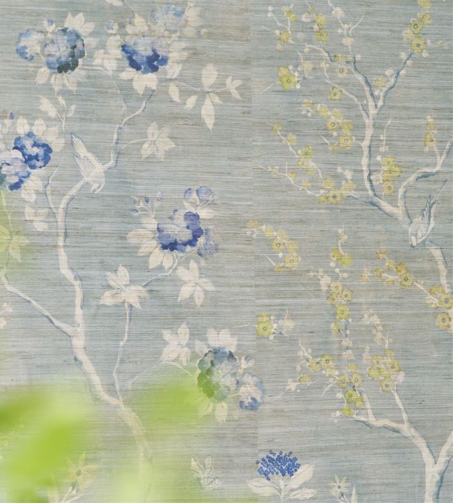 Manohari Grasscloth Room Wallpaper - Blue