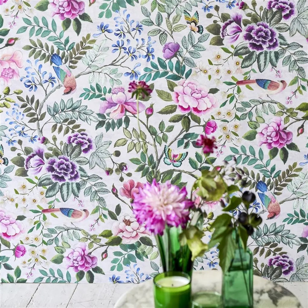 Porcelaine De Chine Fuchsia Room Wallpaper