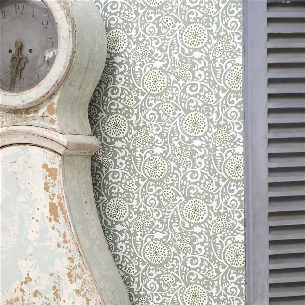 Shaqui Vintage Green Room Wallpaper