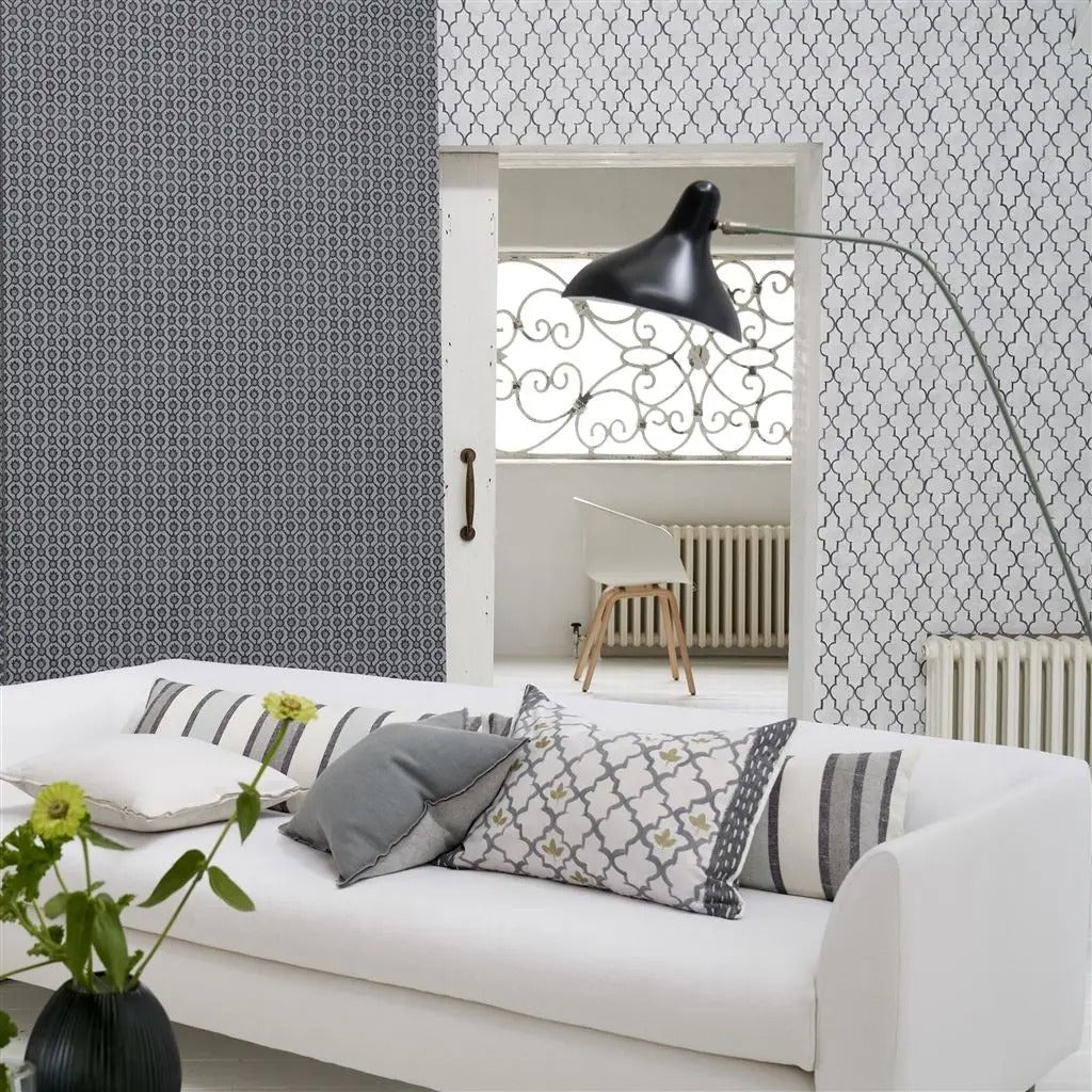 Pergola Trellis Graphite Room Wallpaper
