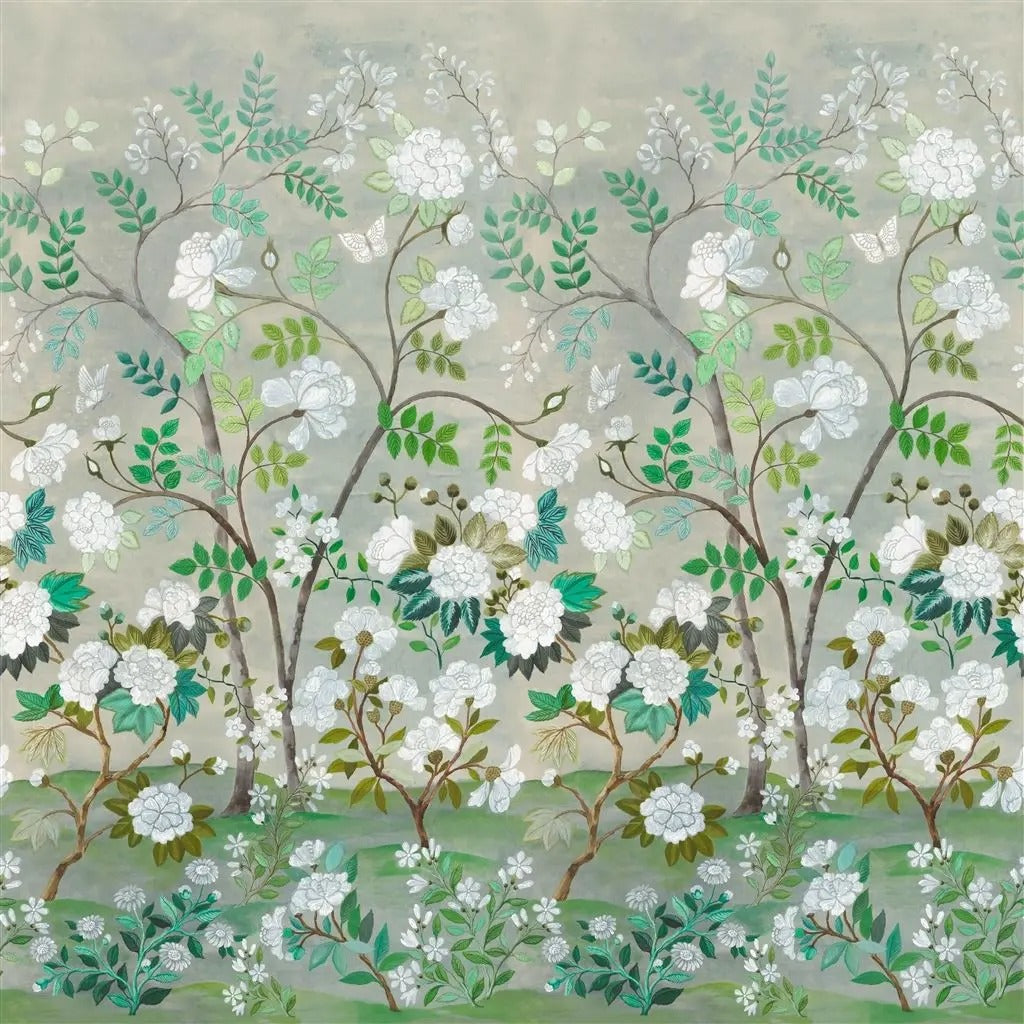 Fleur Orientale Celadon Wallpaper