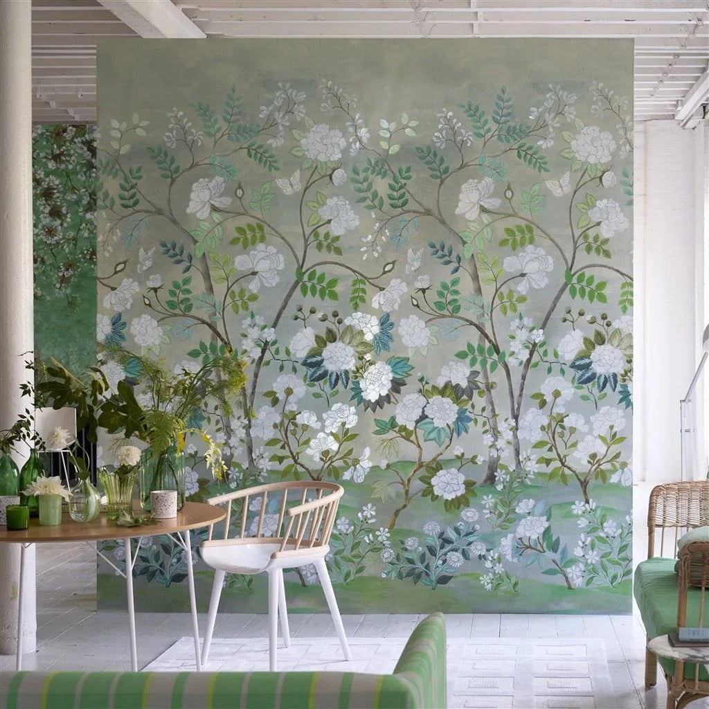 Fleur Orientale Celadon Room Wallpaper