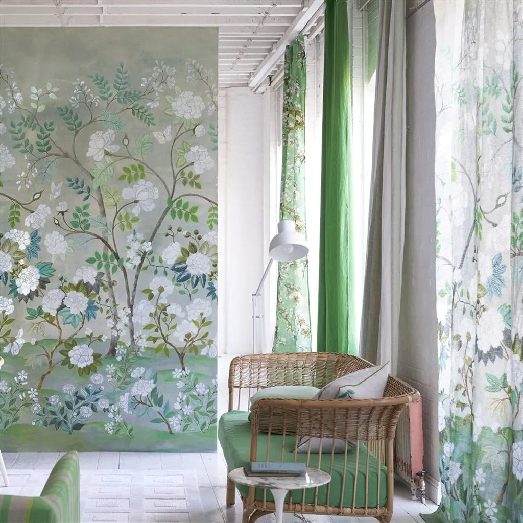 Fleur Orientale Celadon Room Wallpaper