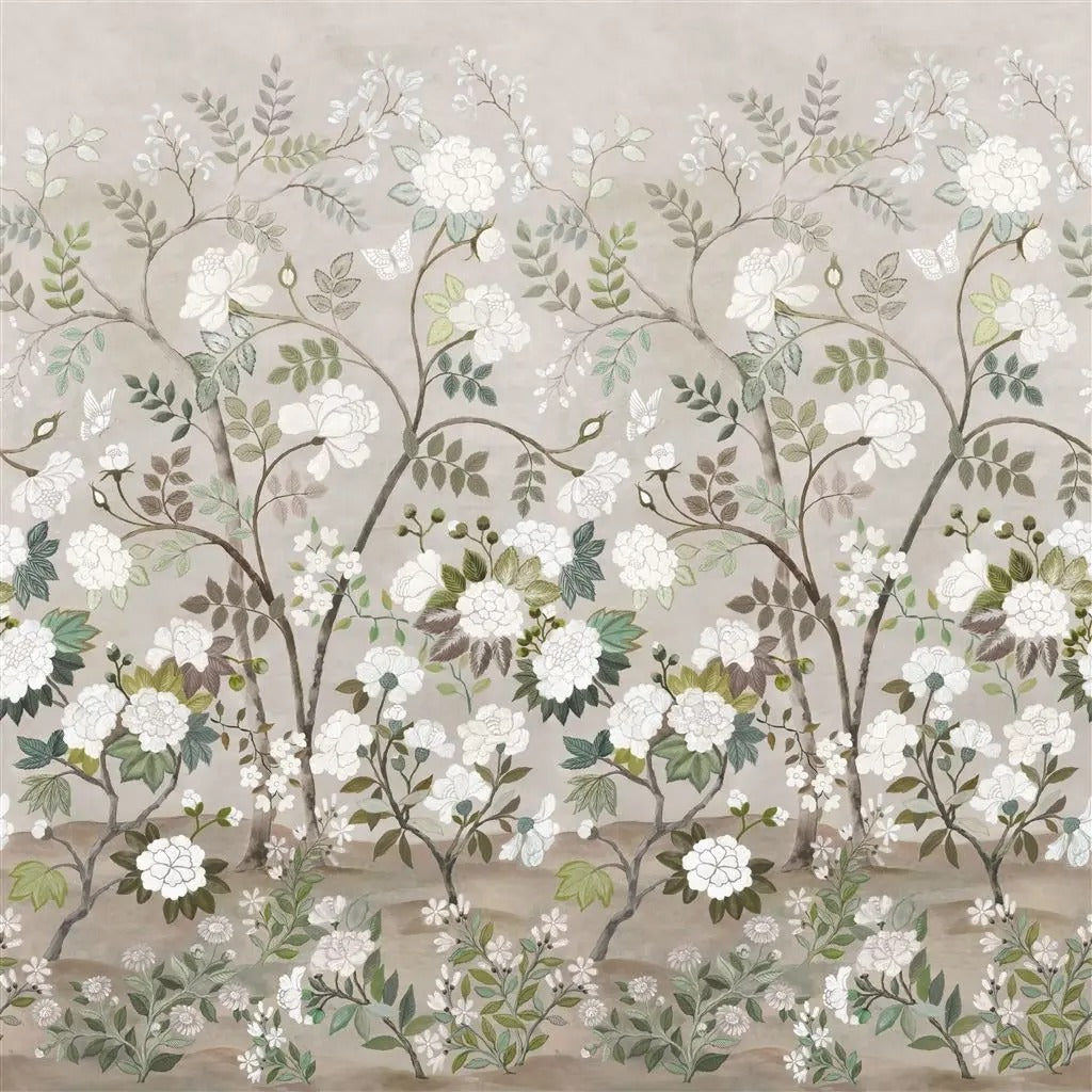 Fleur Orientale Pale Birch Wallpaper