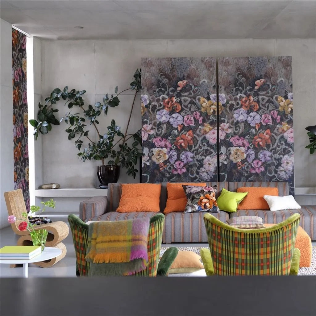 Tapestry Flower Damson Room Wallpaper
