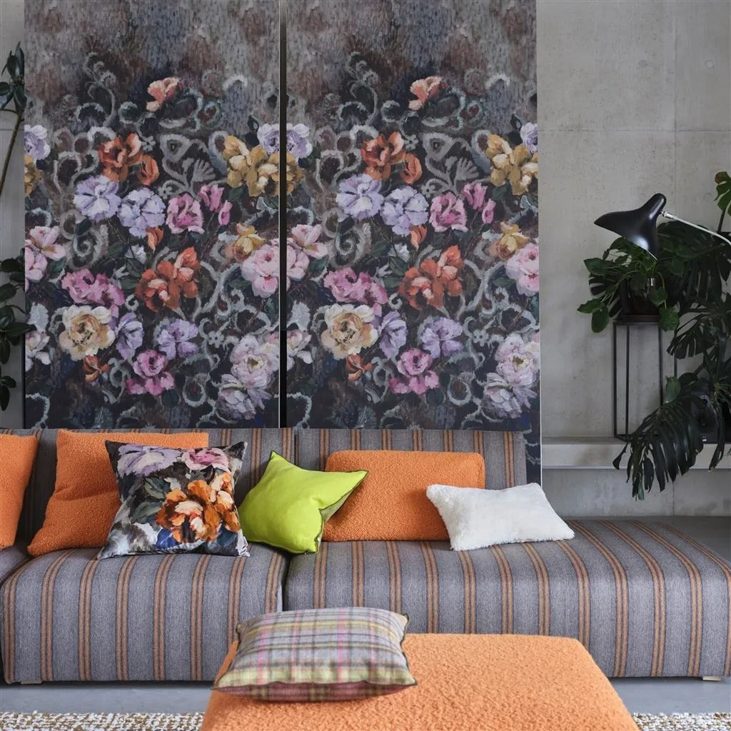 Tapestry Flower Damson Room Wallpaper