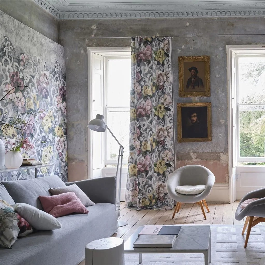 Tapestry Flower Platinum Room Wallpaper