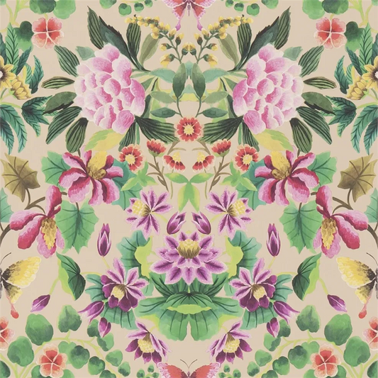 Ikebana Damask Fuchsia Wallpaper