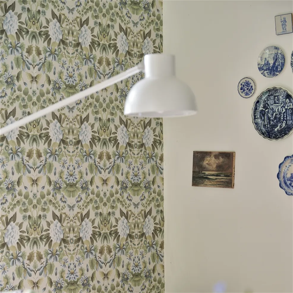 Ikebana Damask Eau De Nil Room Wallpaper