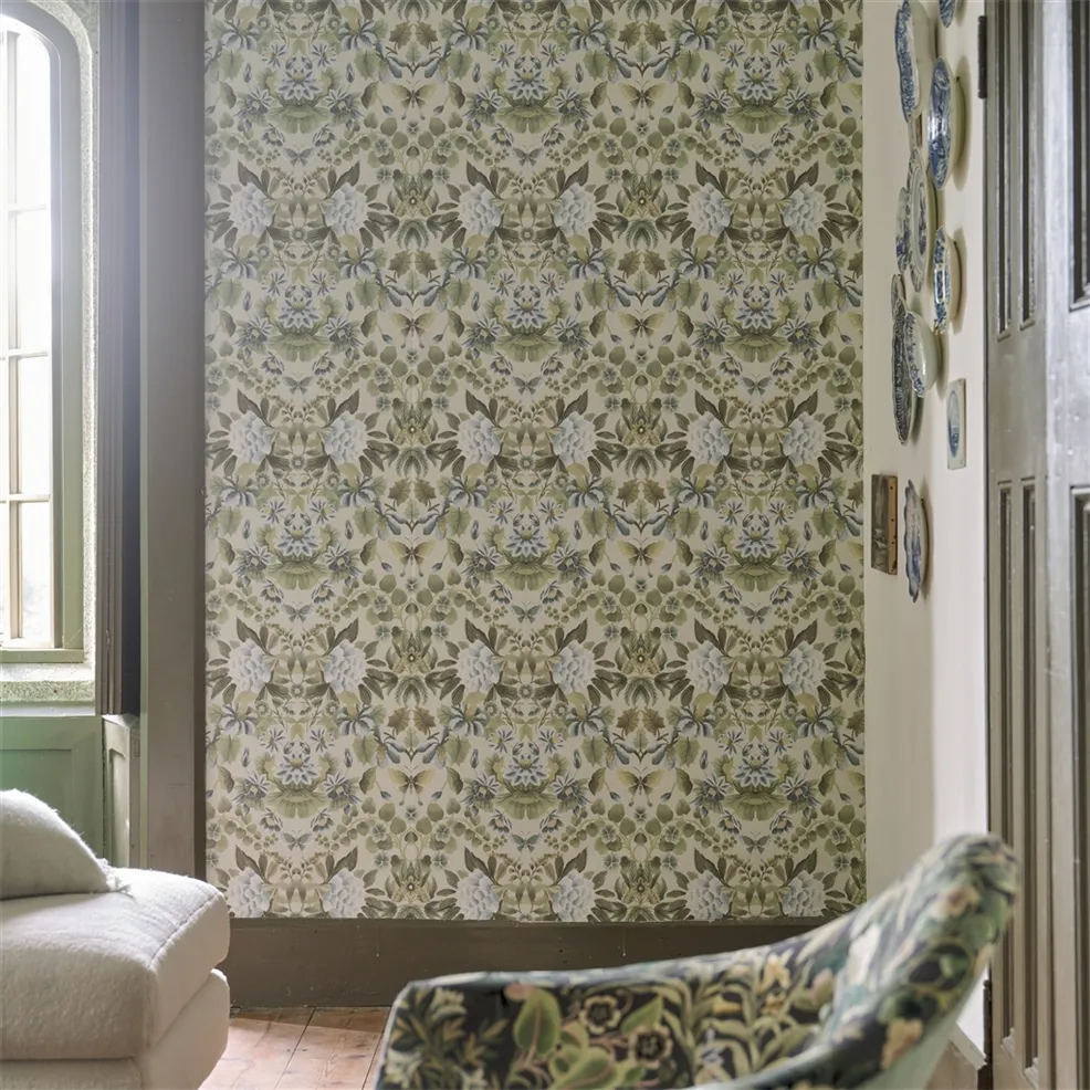 Ikebana Damask Eau De Nil Room Wallpaper
