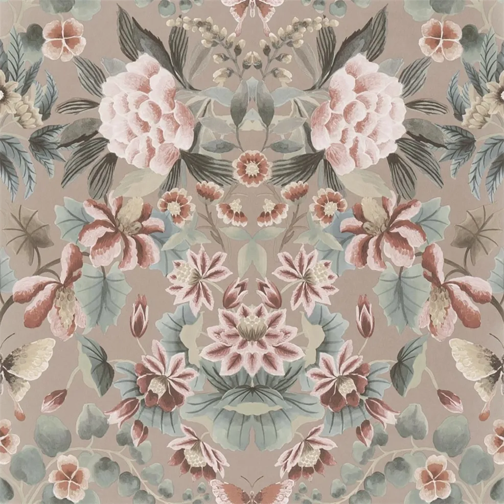 Ikebana Damask Gilver Wallpaper
