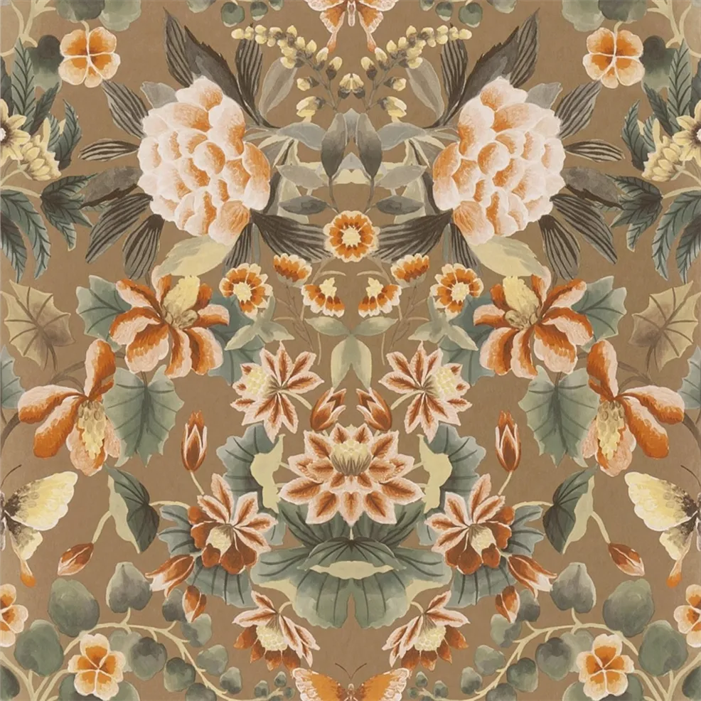 Ikebana Damask Gold Wallpaper