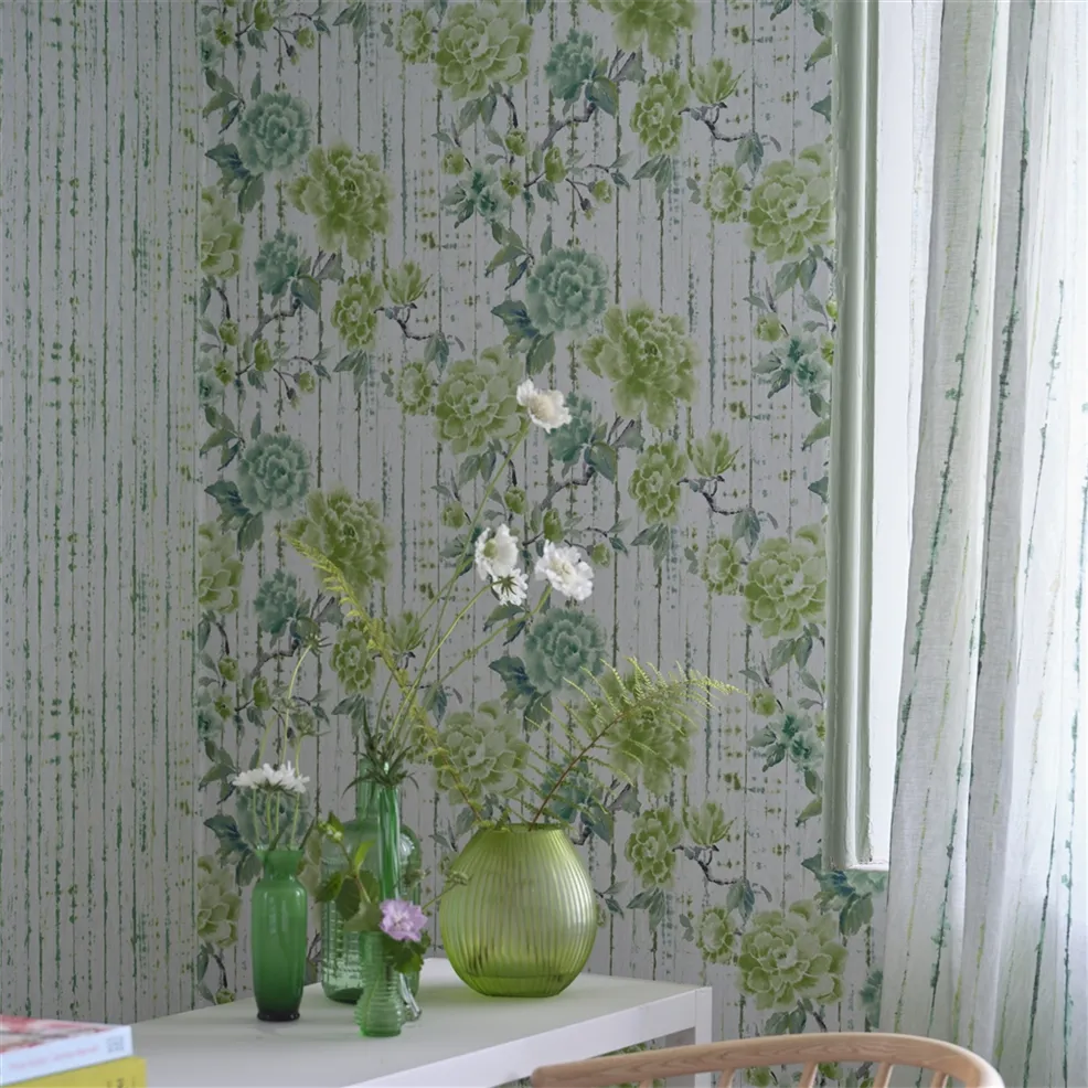 Kyoto Flower Emerald Room Wallpaper