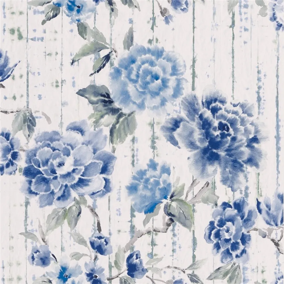 Kyoto Flower Cobalt Wallpaper