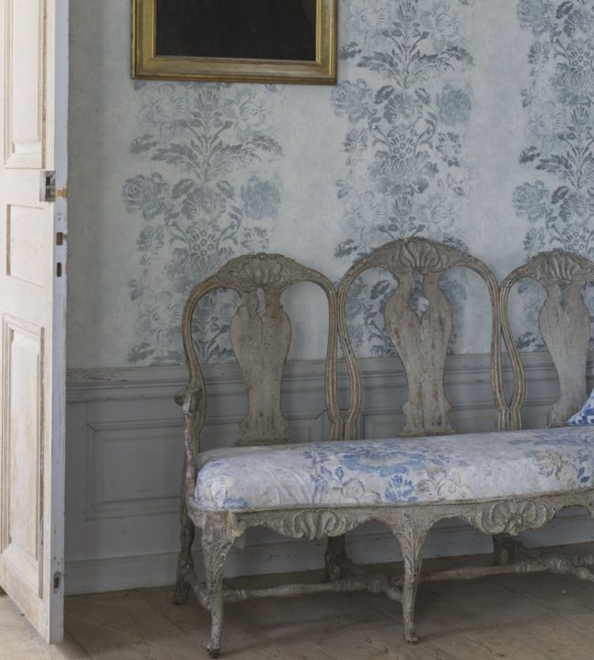 Damasco Room Wallpaper - Blue