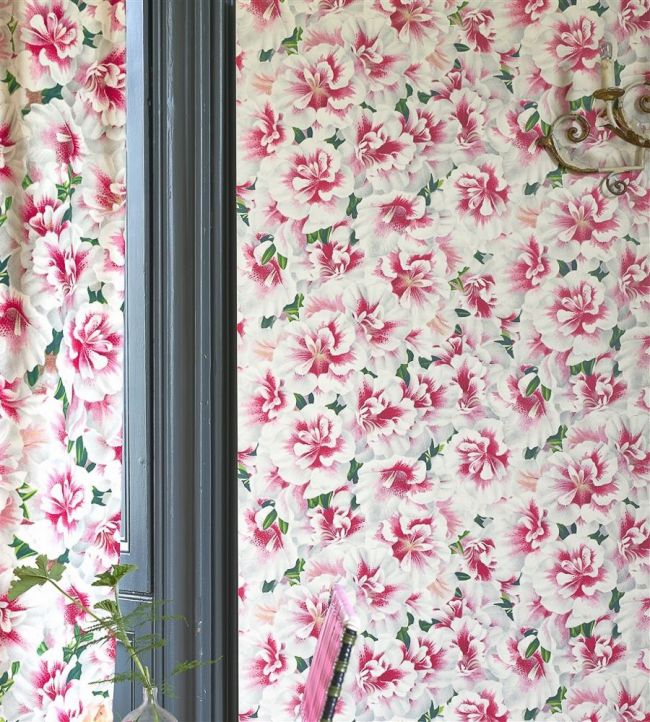 Variegated Azalea Room Wallpaper - Pink