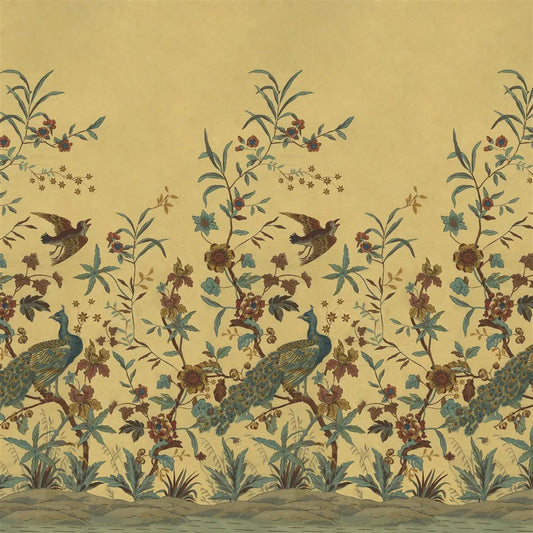 Peacock Toile Scene 1 Wallpaper