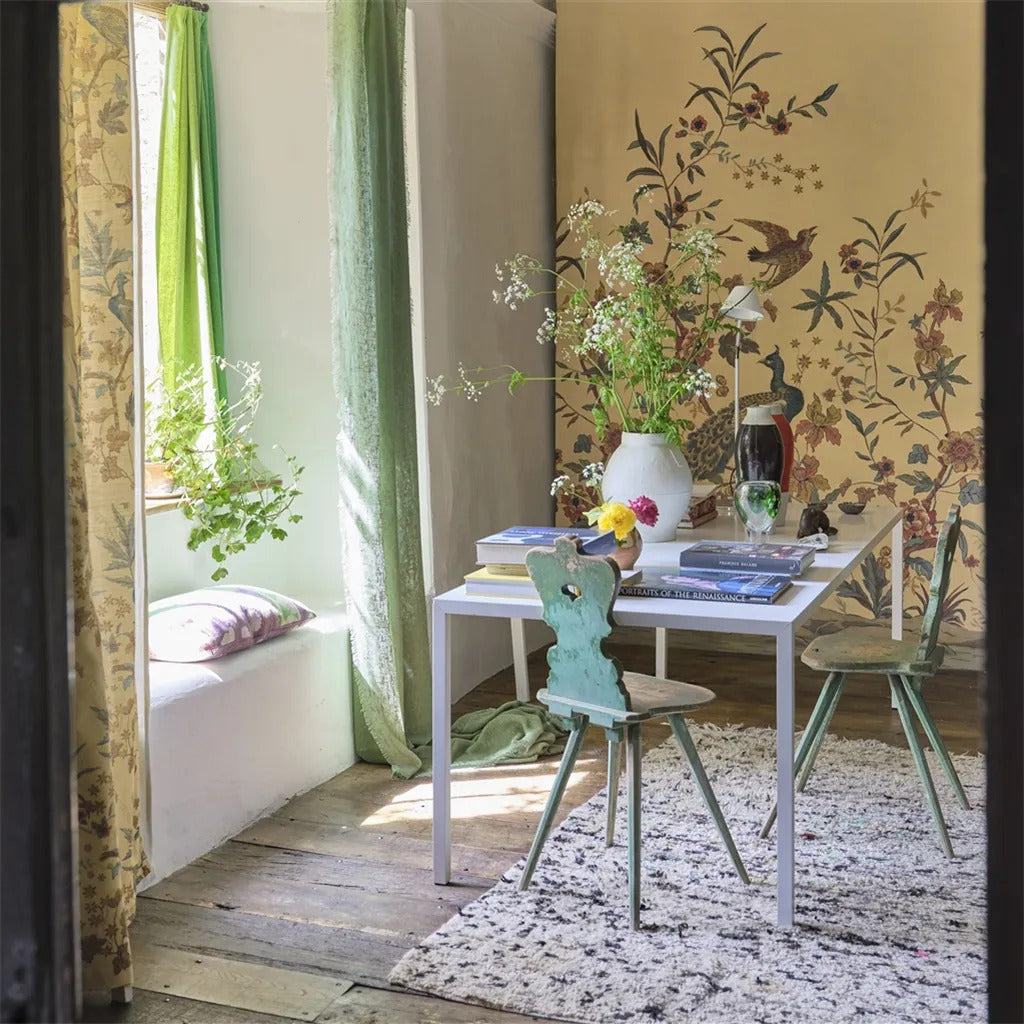 Peacock Toile Scene 1 Wallpaper