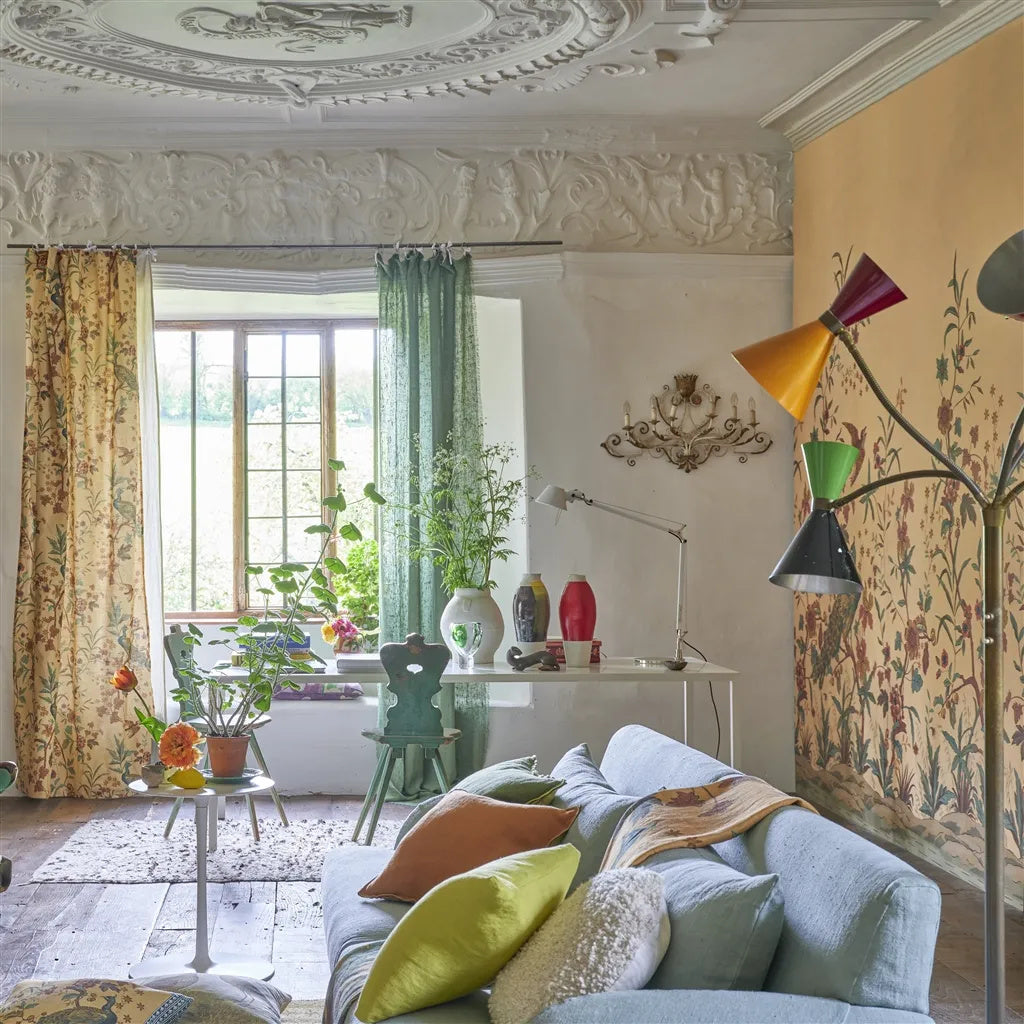 Peacock Toile Scene 1 Wallpaper