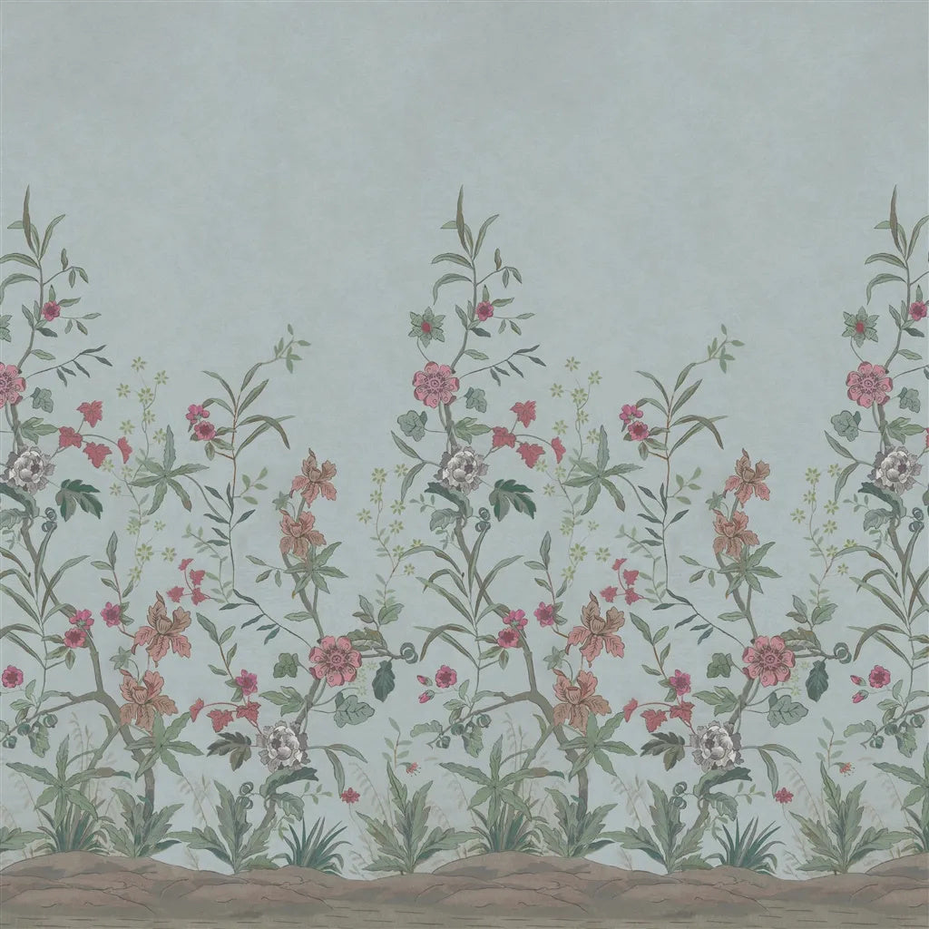 Peacock Toile Scene 2 Wallpaper