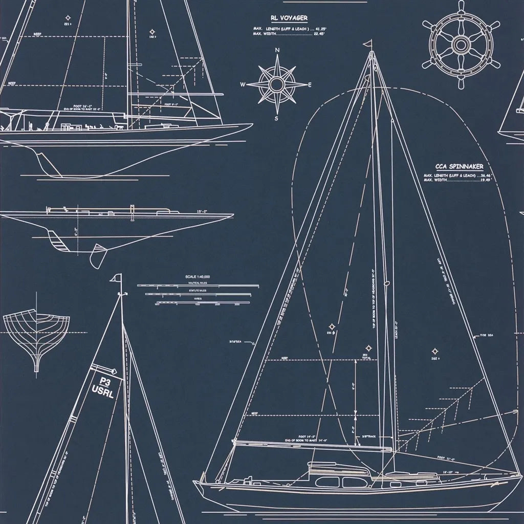 Boat Blueprint Wallpaper