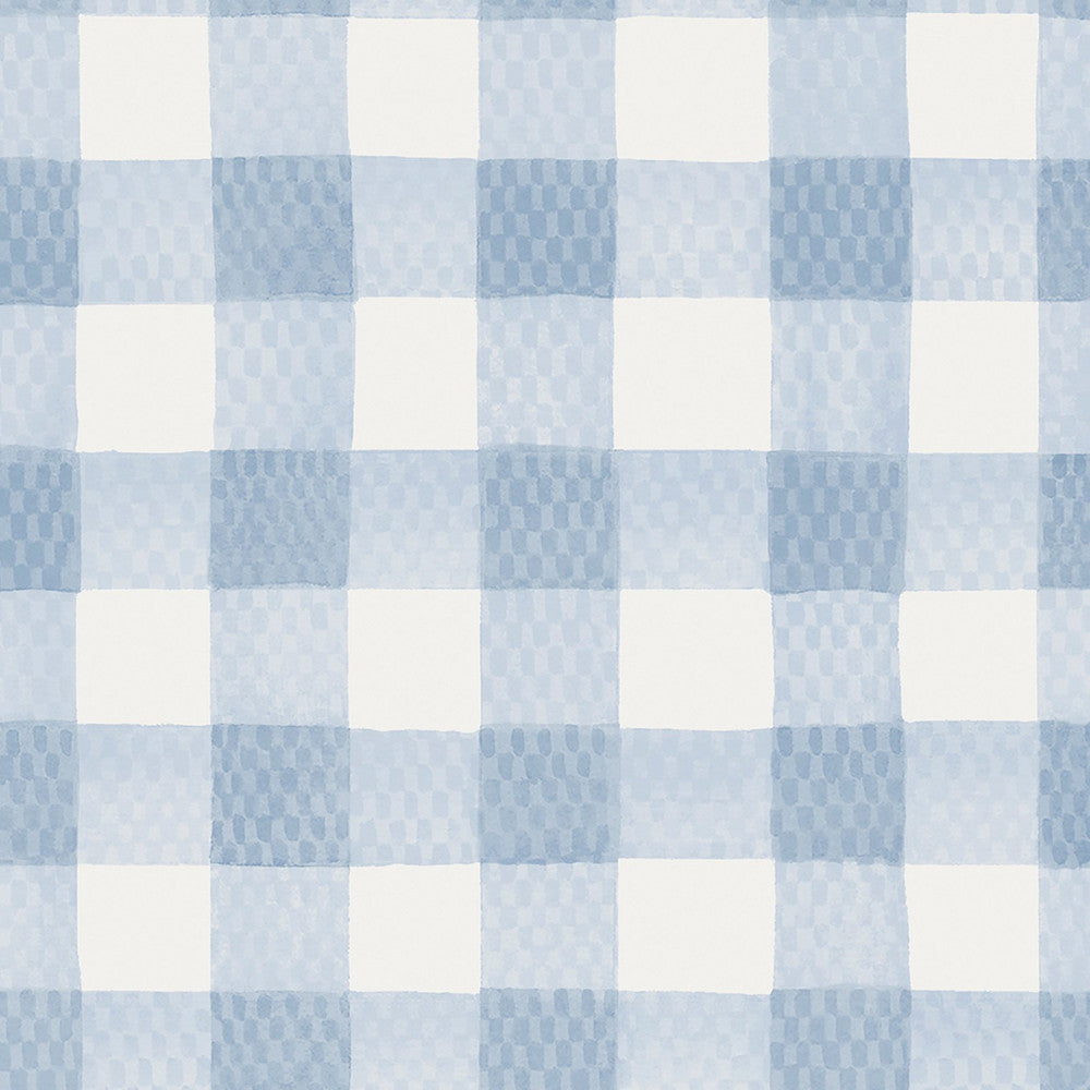 Painted Gingham Wallpaper - Blue - 125514 - Cath Kidston