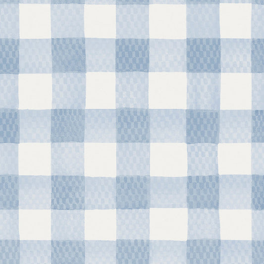 Painted Gingham Wallpaper - Blue - 125514 - Cath Kidston