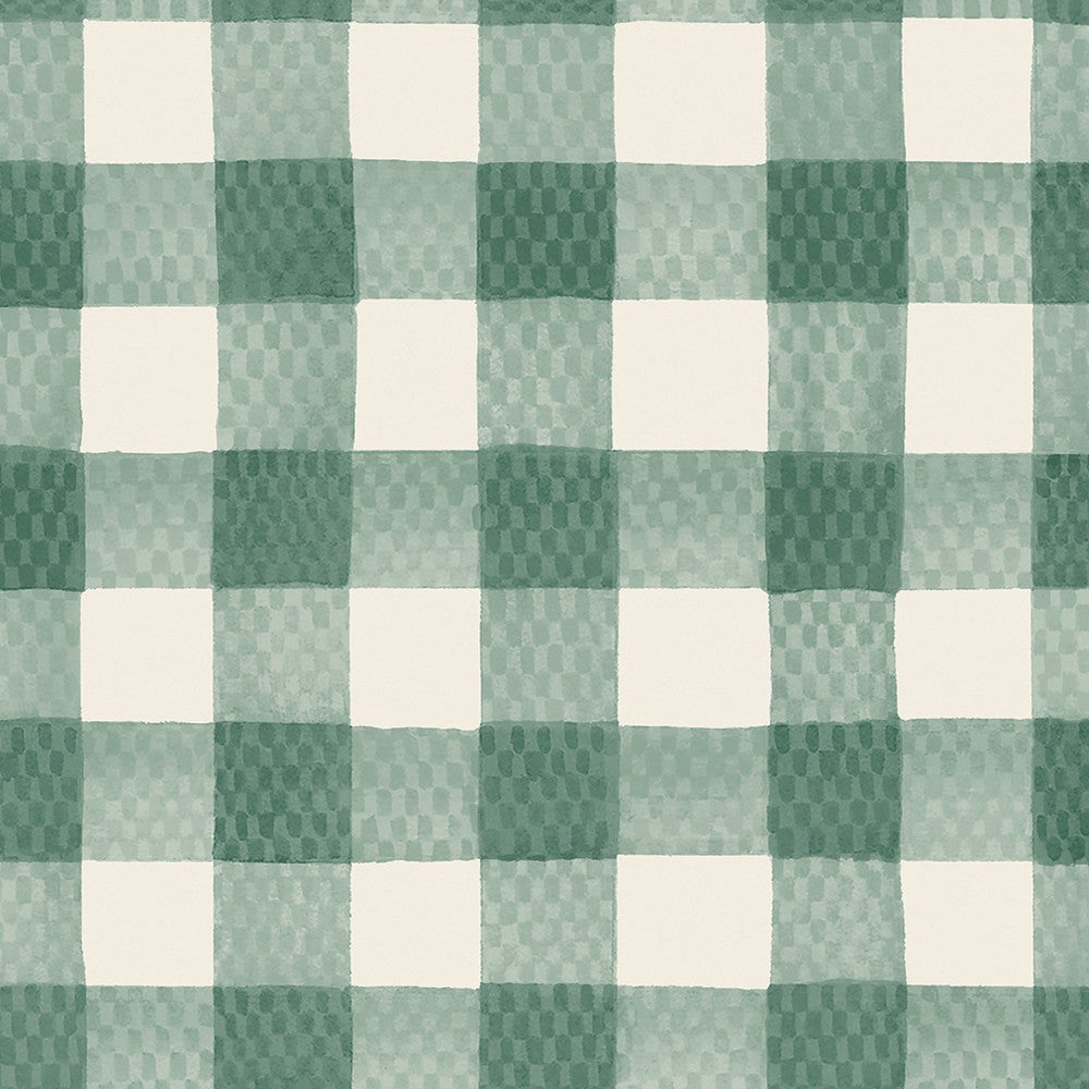 Painted Gingham Wallpaper - Green - 125516 - Cath Kidston