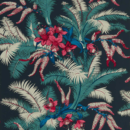 Palmetto Wallpaper - Black Cherry - 510033 - Morris & Co