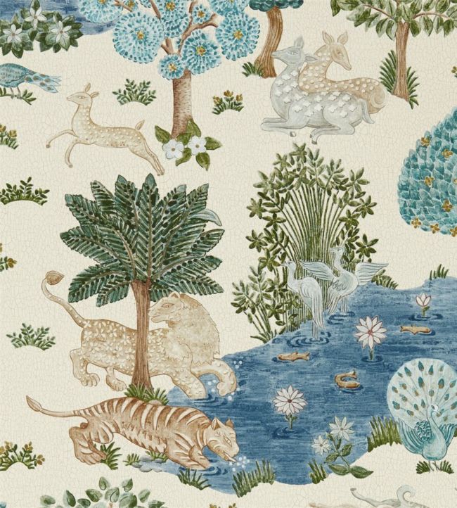 Pamir Garden Wallpaper - Cream/Nettle - DCPW216766 - Sanderson
