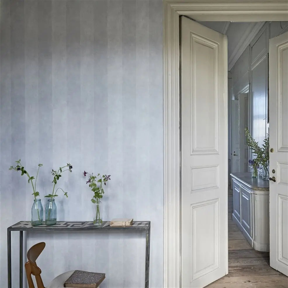 Parchment Stripe Wallpaper - Polished Cement - PDG720/08 - Designers Guild