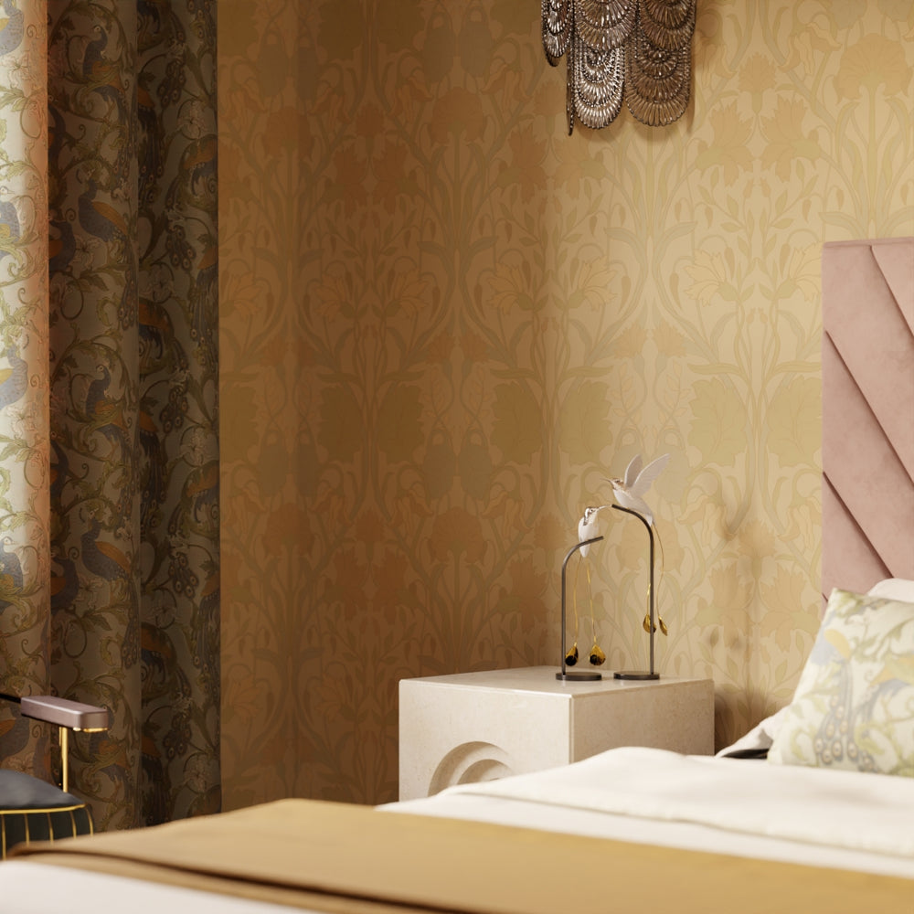 Parisienne Wallpaper - Vintage Hues on Ochre - Lucie Annabel