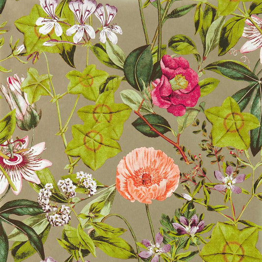 Passiflora Wallpaper - Mulberry/Gilver - Clarke & Clarke