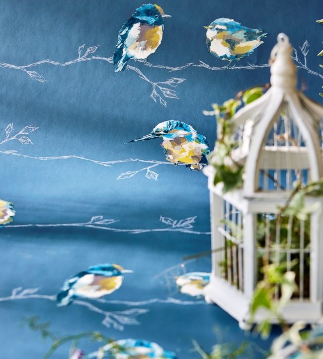 Persico Wallpaper - Turquoise/Navy - HSTO111487 - Harlequin