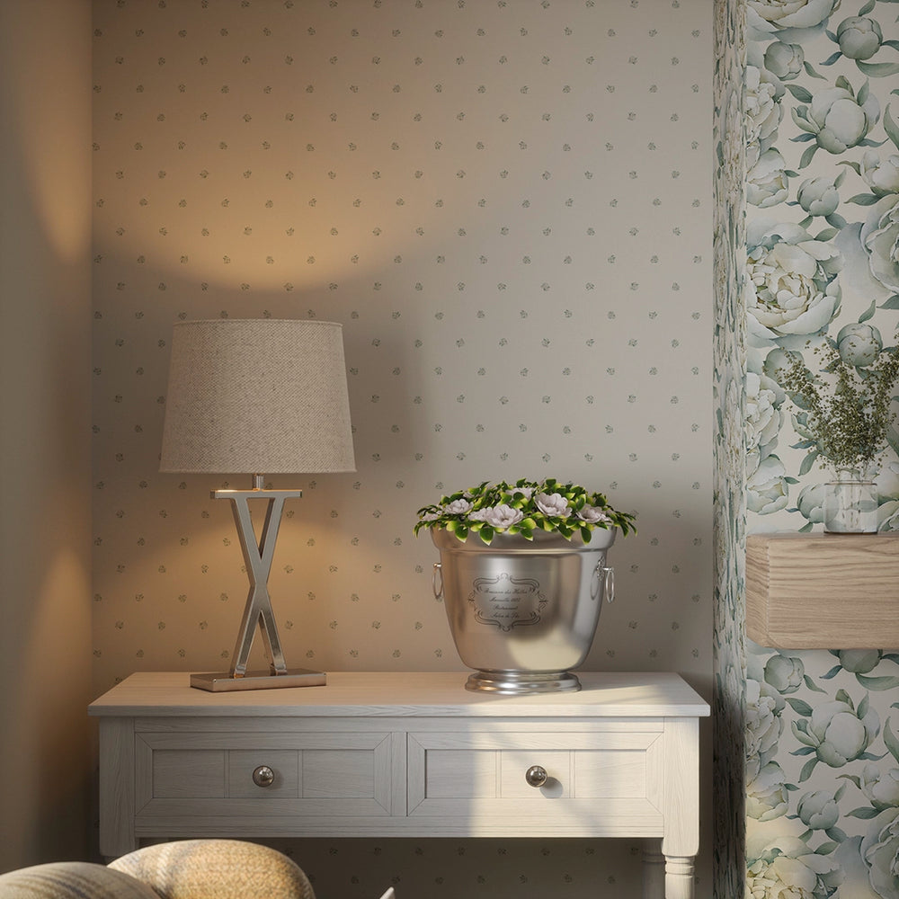 Petite Peonies Wallpaper - Vintage Cream - Lucie Annabel