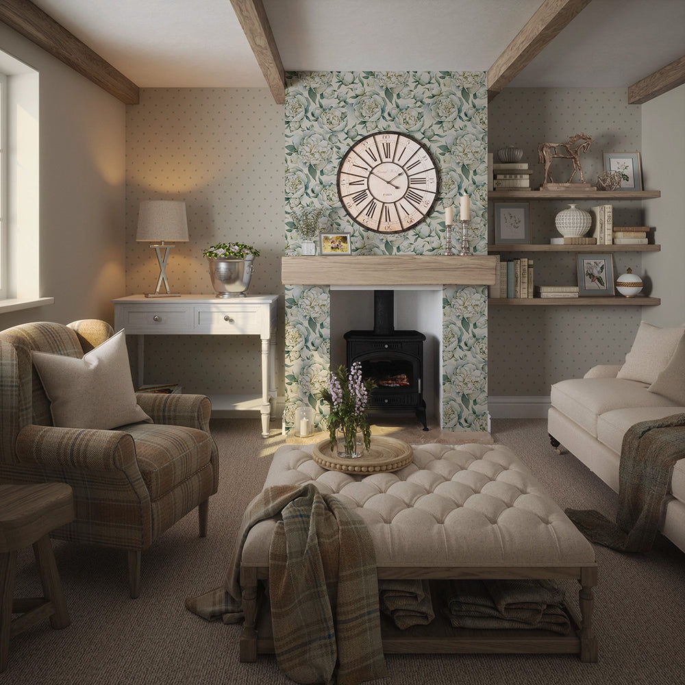 Petite Peonies Wallpaper - Vintage Cream - Lucie Annabel