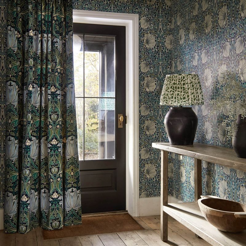 Pimpernel Wallpaper - Woad/Coral - 217363 - Morris & Co