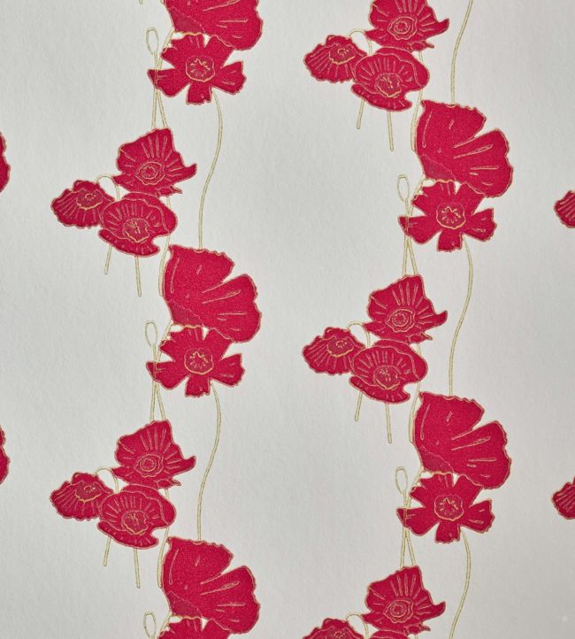 Poppy Fields Wallpaper - Red/Gold - BG1500201 - Barneby Gates