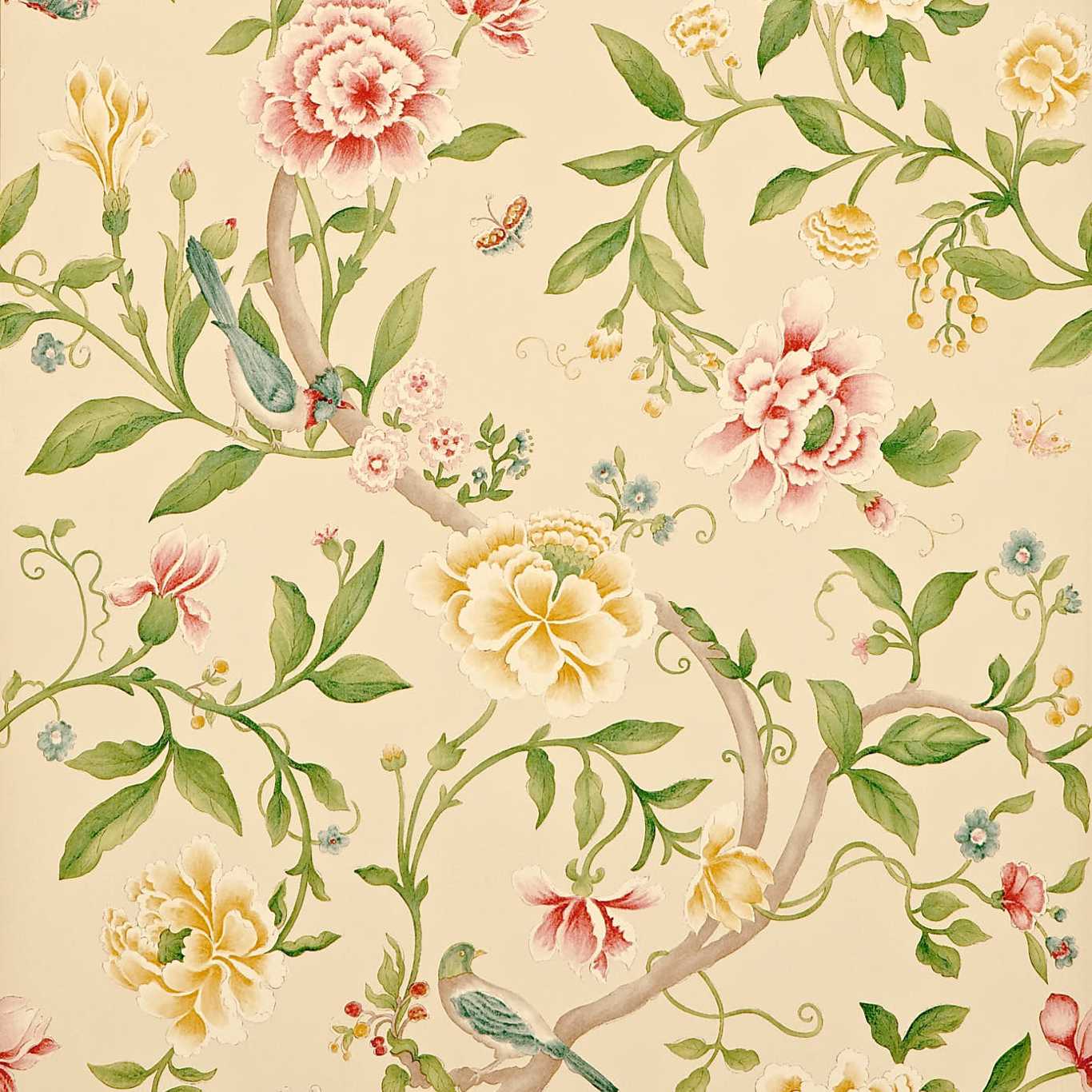 Porcelain Garden Wallpaper - Red/Beige - DCAVPO104 - Sanderson