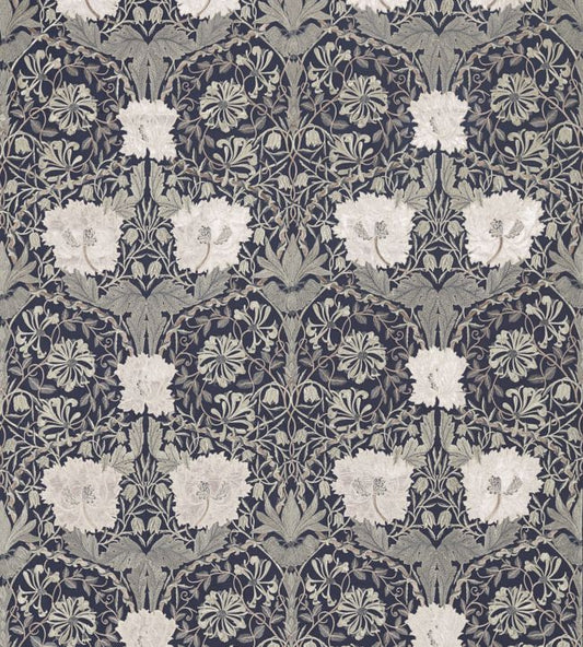 Pure Honeysuckle & Tulip Embroidery Fabric - Inky Purple - 236632 - Morris & Co