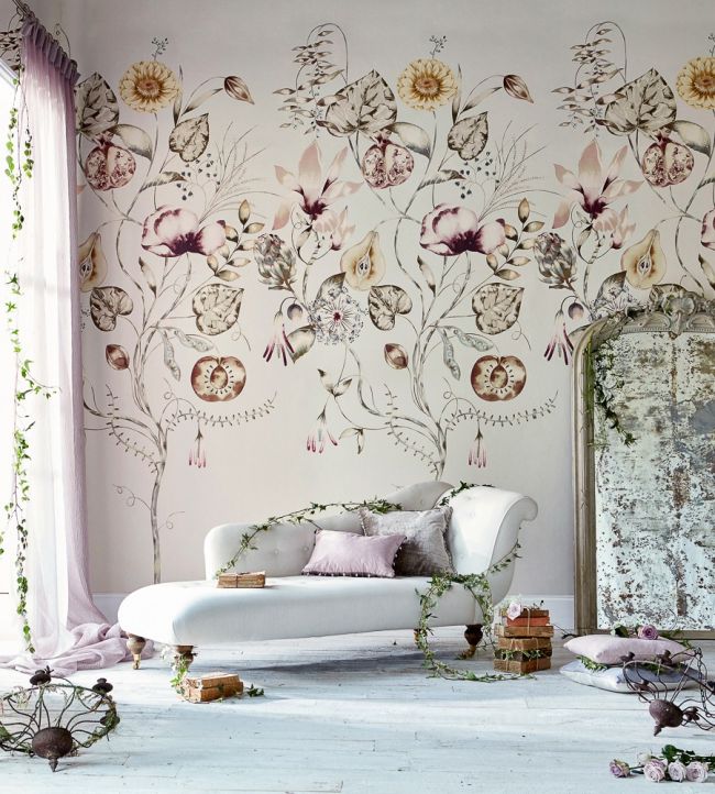 Quintessence Wallpaper - Ochre / Olive / Heather - HSTO111488 - Harlequin
