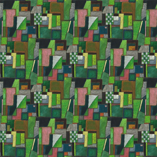 Raku Patchwork Wallpaper - Emerald - PDG1203/01 - Designers Guild
