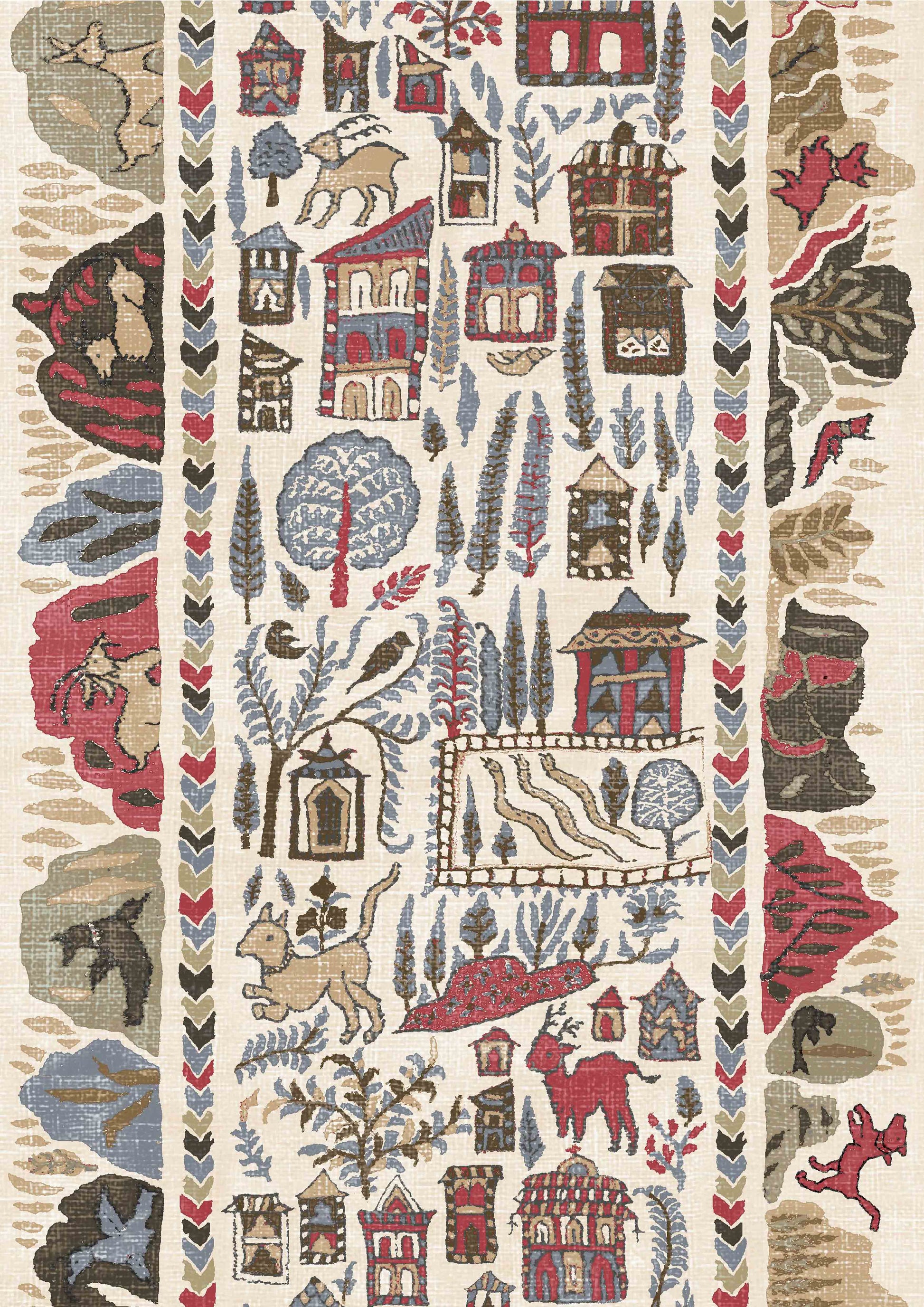 Ravi Ribbon Wallpaper - Peat Pomegranate - Lewis & Wood