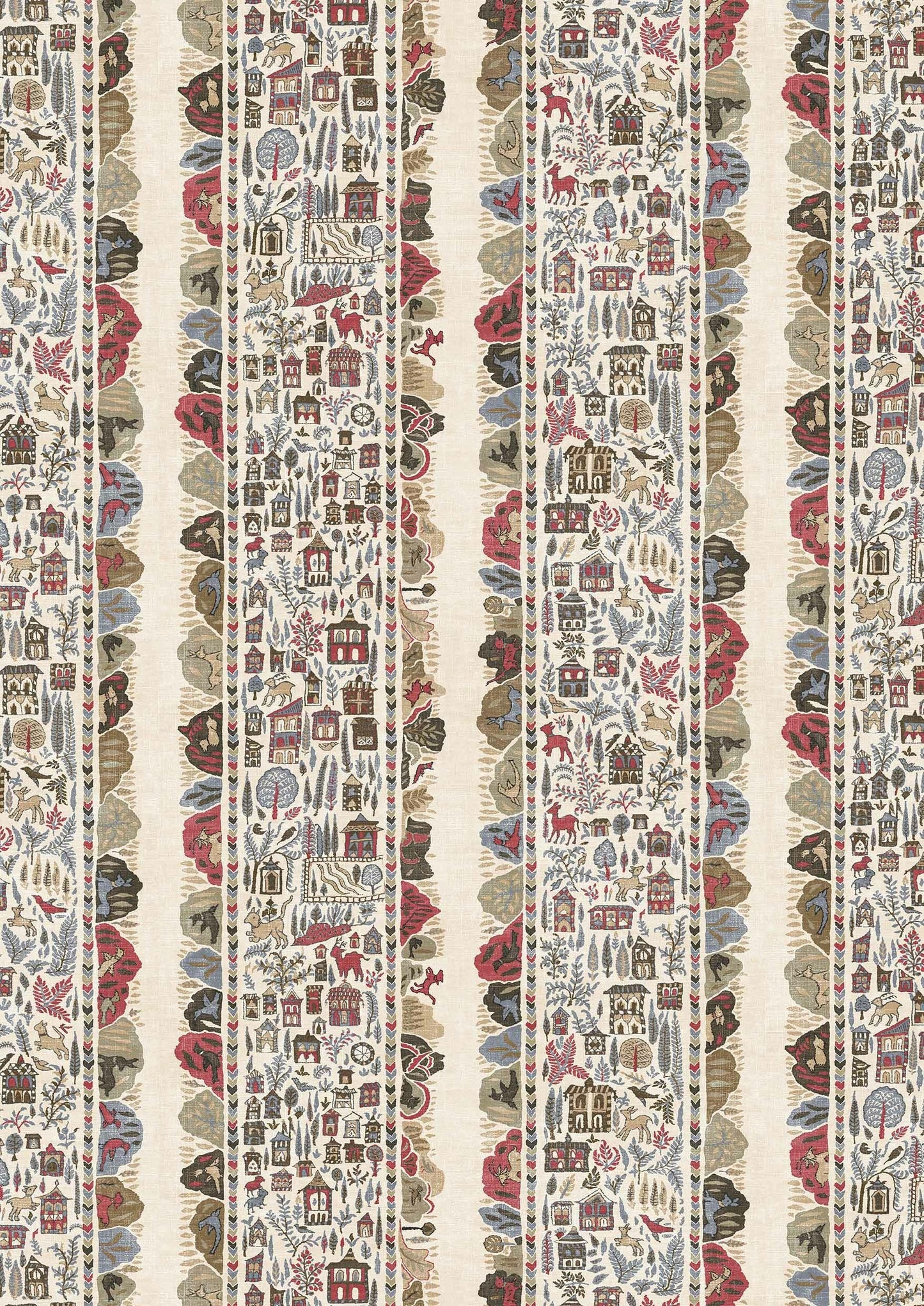 Ravi Ribbon Wallpaper - Peat Pomegranate - Lewis & Wood