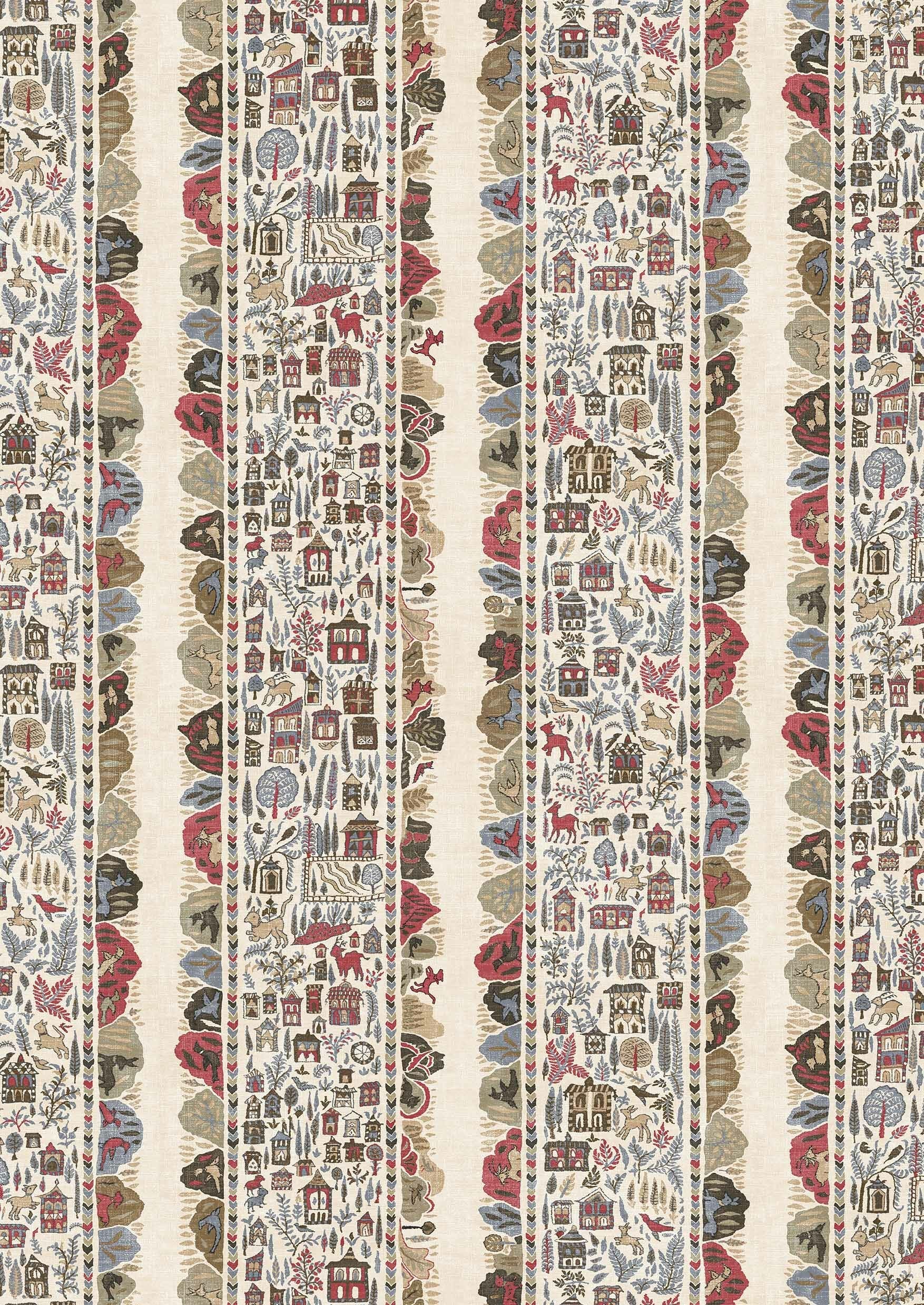 Ravi Ribbon Wallpaper - Peat Pomegranate - Lewis & Wood