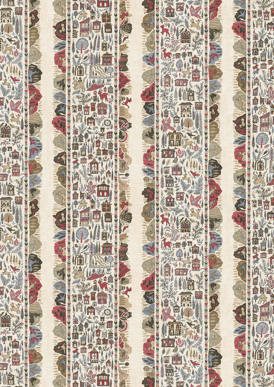 Ravi Ribbon Wallpaper - Peat Pomegranate - Lewis & Wood