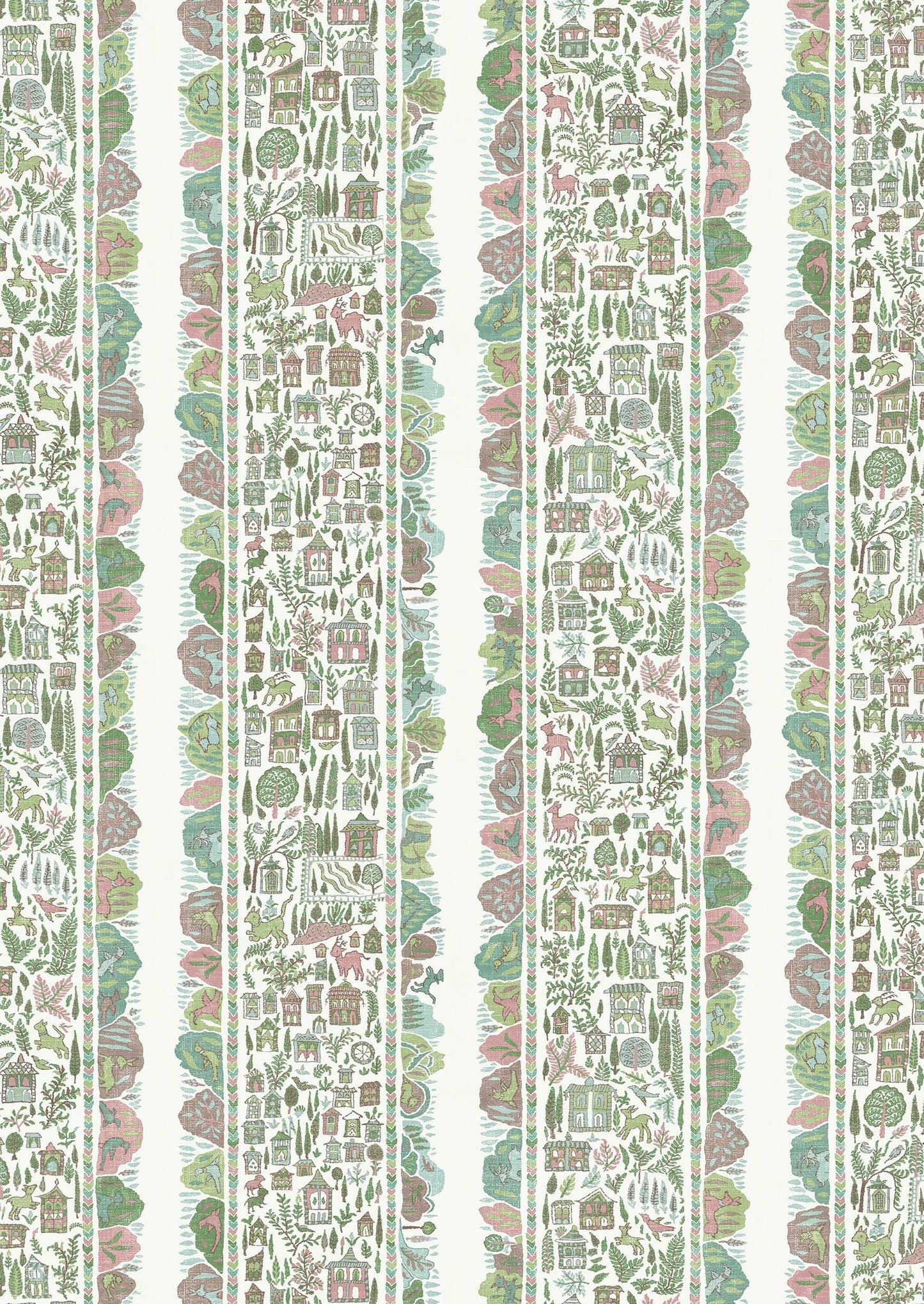 Ravi Ribbon Wallpaper - Pistachio Rose - Lewis & Wood